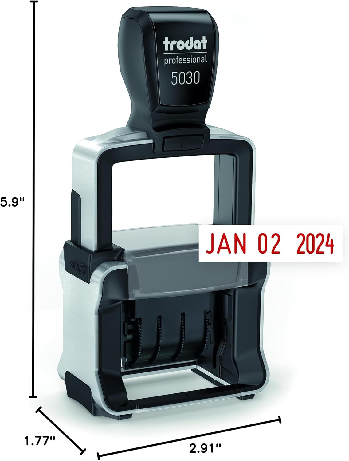 Trodat 5030 Professional 4.0 Date Only Stamp, Self Inking, Impression Size 1-5/8” x 3/8” (Red)