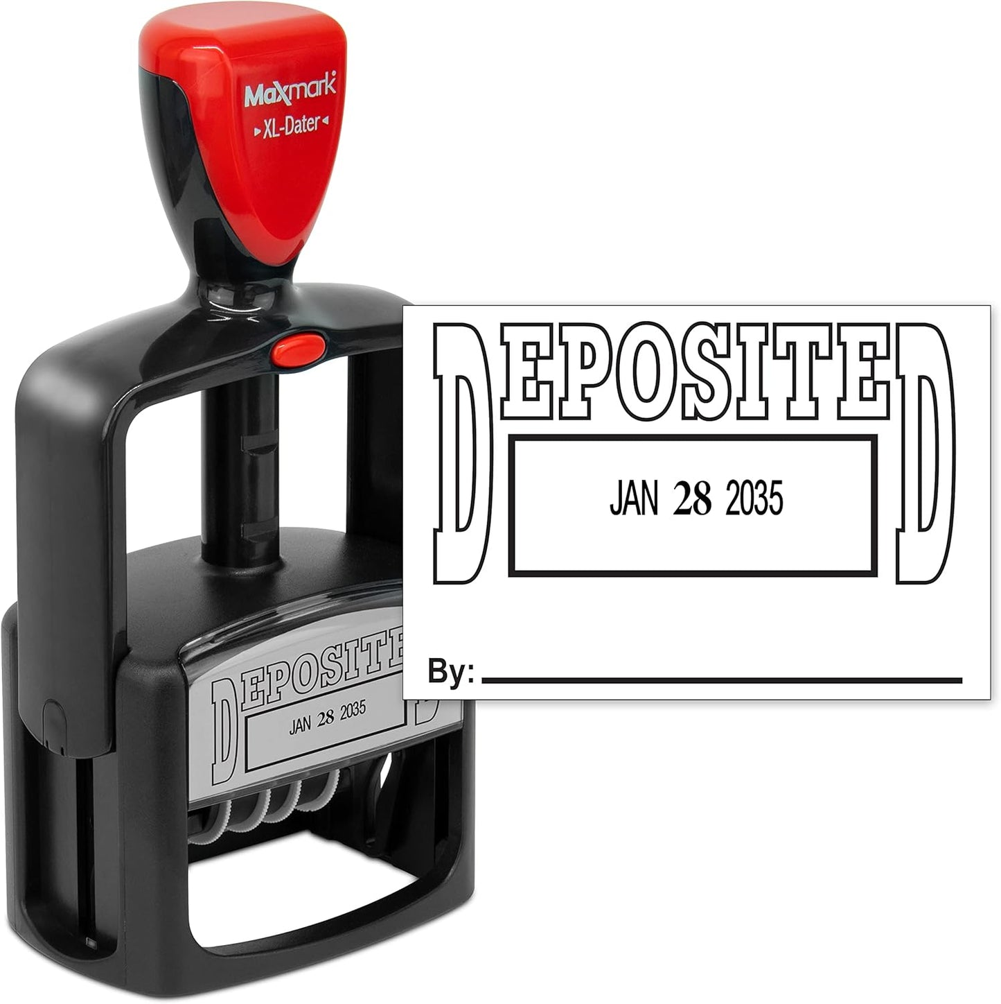 MaxMark Heavy Duty Style 5 Date Stamp with DEPOSITED self Inking Stamp - Black Ink