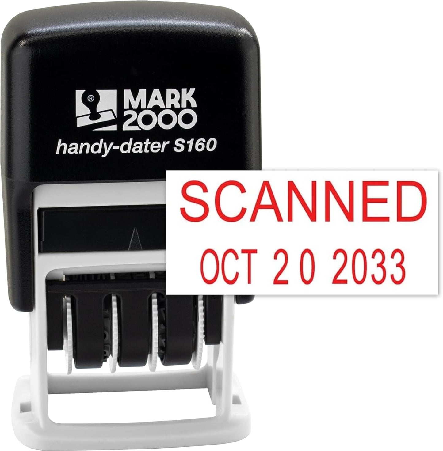 Mark 2000 Self-Inking Rubber Date Office Stamp with Scanned Phrase & Date - Red Ink (Handy-Dater S160), 12-Year Band