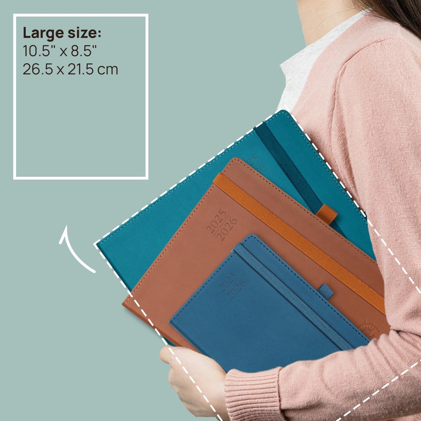 POPRUN Planner 2025-2026 (Large - 8.5'' x 10.5'') Academic Weekly Calendar (July 2025 - June 2026) with Hourly Time Slots, Monthly Tabs, 100GSM Thick Papers, Leather Soft Cover - Night Sky Blue