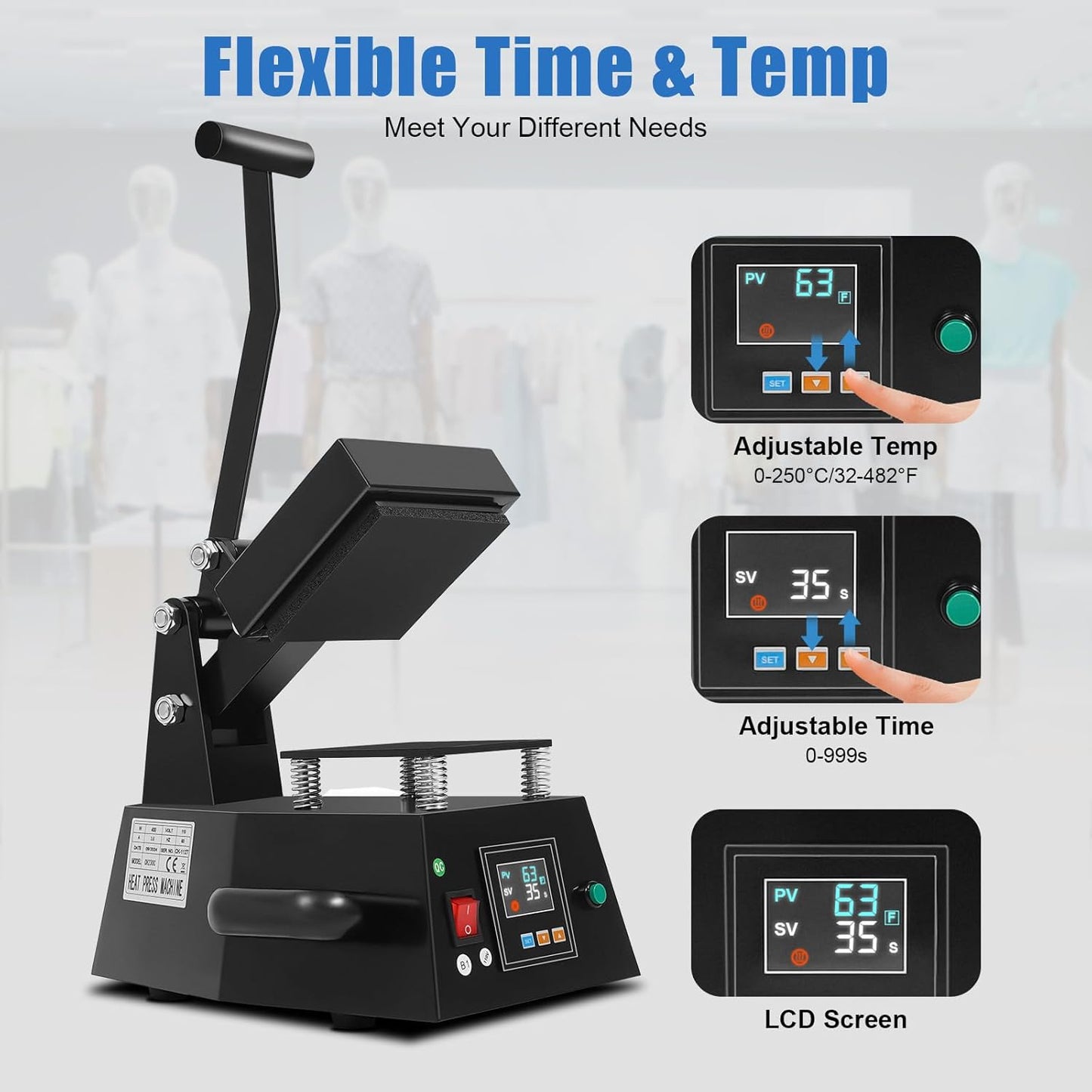 Pro Small Digital Label Heat Press Machine Clothing Logo Printing for Transfer Stickers Labels 0-250℃ 110V 600W