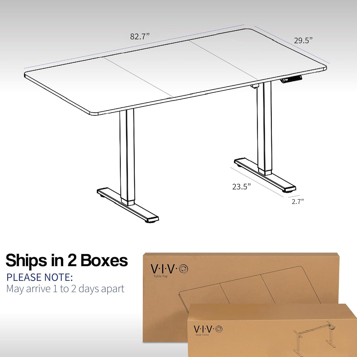 VIVO Large Electric 83 x 30 in Standing Desk, Memory Height Adjustment, 1B Series, White Top Black Frame, DESK-KIT-1B8W
