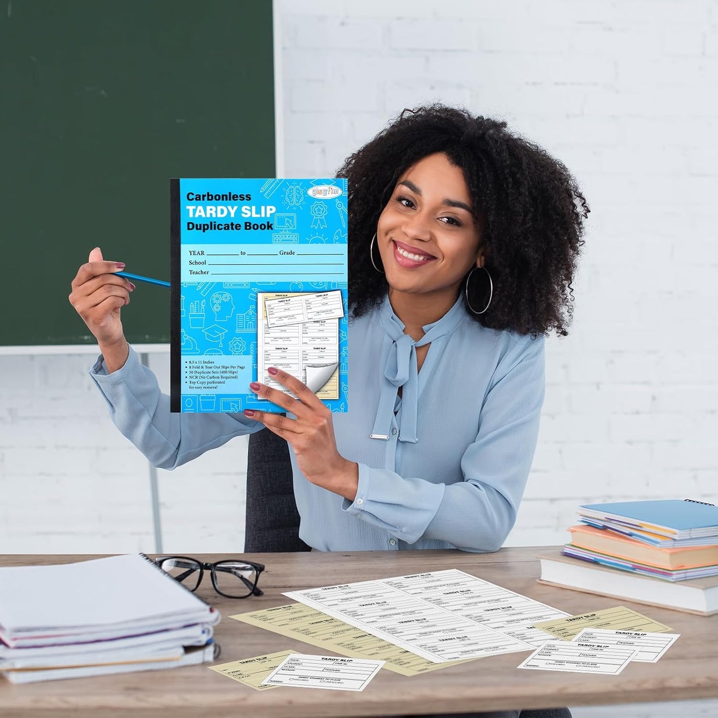 gisgfim Tardy Slip Book with Carbonless Duplicates in Easy Removal Fold and Tear Tardy Slips Per Book Register Copy Notebook for Student Late Arrivals School Supplies Teacher 400 Pcs/Pad (2 Pads)