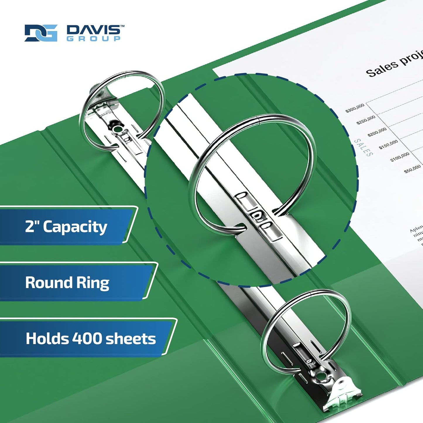Premium Economy 6-Pack 3-Ring Binders for School or Office, Round-Ring Binders, 2 Inch, Green