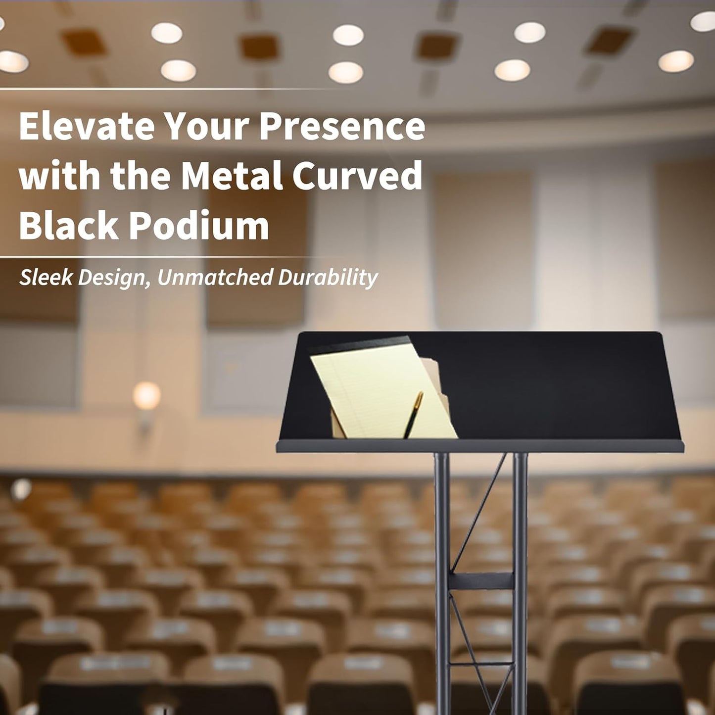 Kingdom KML17B Podium, Modern Metal Podium for Churches, Meetings, Halls