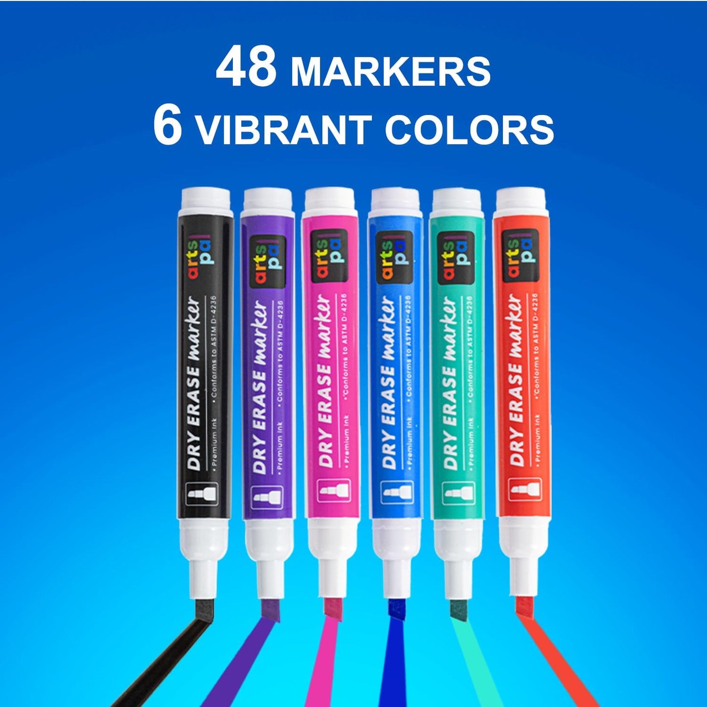 Dry Erase Markers, 48 Count 6 Vibrant Colors, Chisel Tip, Low Odor, Easy Erase, Whiteboard Markers for Classroom, Office, Home, Teachers, Kids, Creative Projects, Back to School Supplies