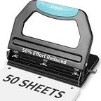 AFMAT 3 Hole Punch Heavy Duty, 9/32" Holes, 50-Sheet Hole Puncher 3 Ring by AFMAT