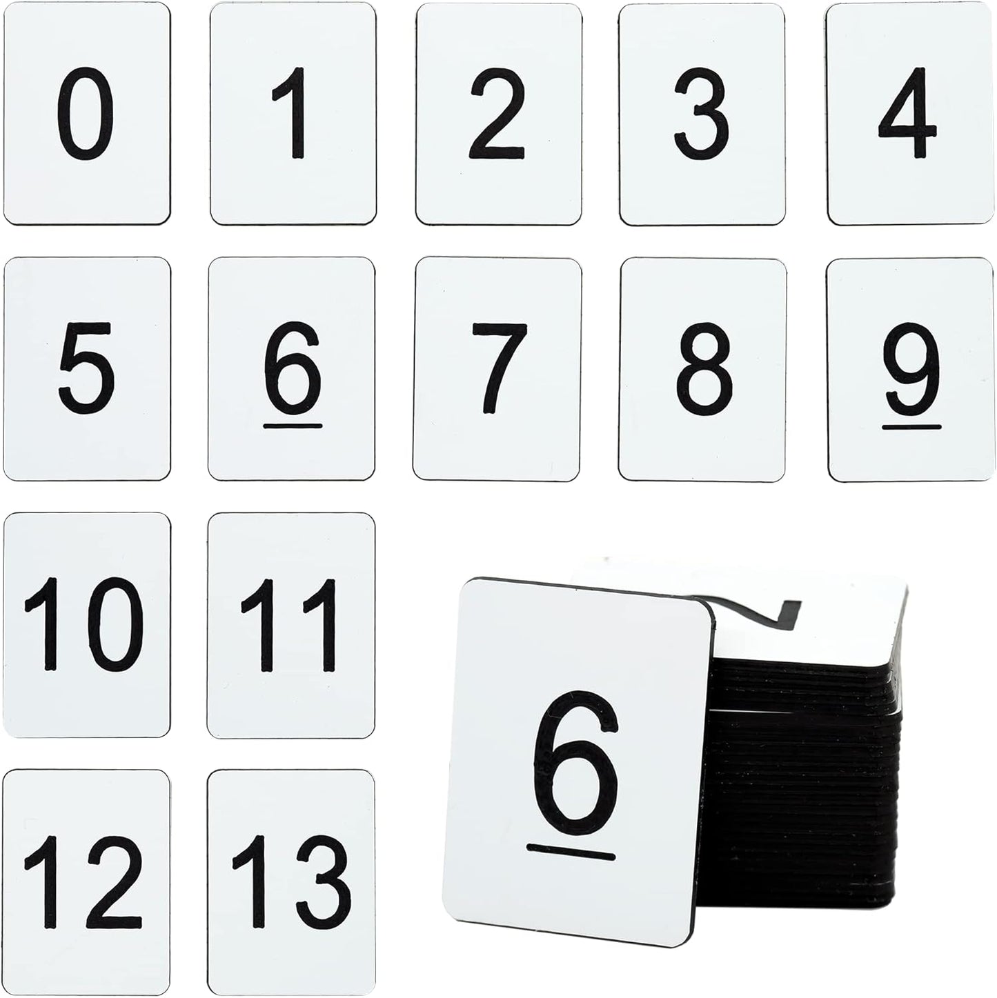 StayMax Rectangle Plastic Numbered Tags Number Disc Number Token (0-100, White)