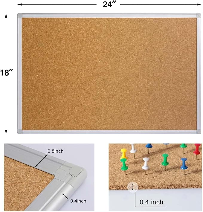 2-Pack Cork Board Bulletin Board 24 x 18, Office Board - Image 3