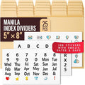 25 Heavyweight Manila Index Card Box Dividers by Offilicious