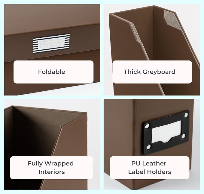 BLU MONACO | Cardboard Magazine File Holder Set of 6 | Vertical Magazine File - Image 7