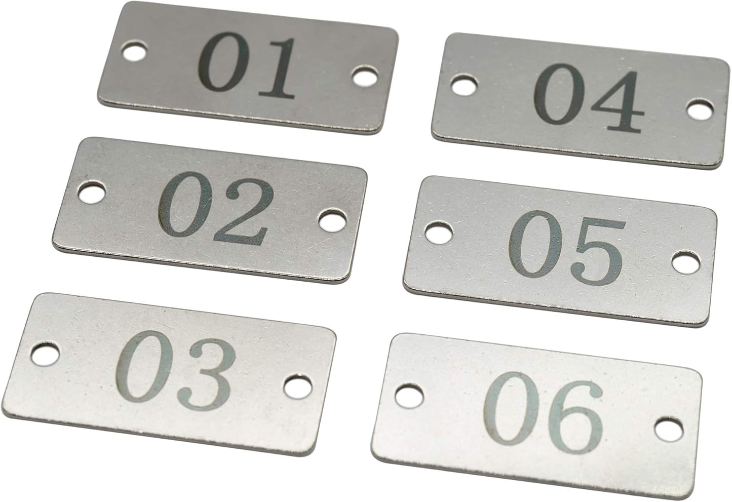 StayMax Stainless Steel Rectangle Numbered Tags with Two Holes (1-10)