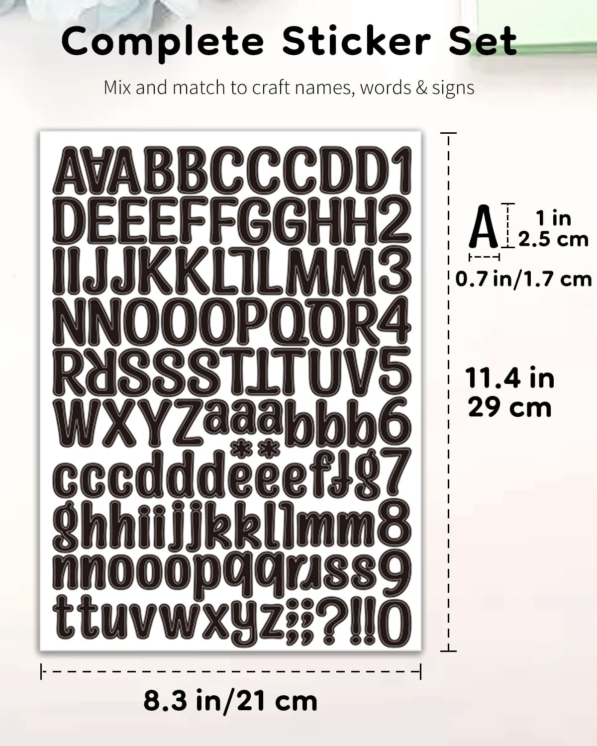 Uniclife 10 Sheets Letter Stickers, 1260 Pcs Scrapbook Stickers, 1 Inch Vinyl Number Alphabet Sticker, Self-Adhesive Stick on Letters for Mailbox Bottles Crafts Posters Decor, Black