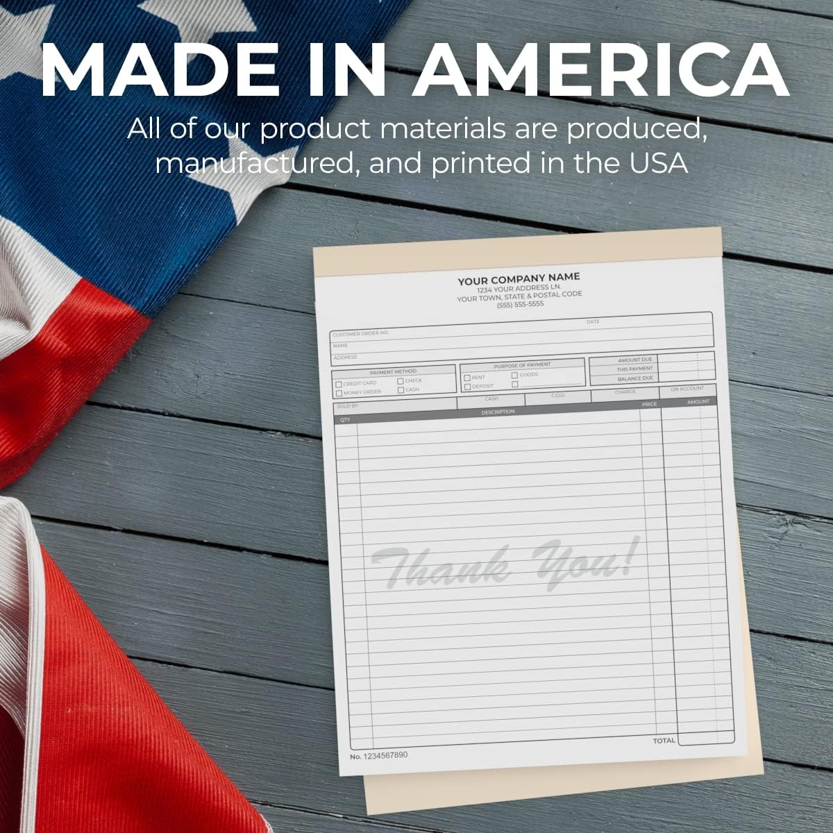 Custom 8.5" x 11" Carbonless NCR Books in 3-Part Triplicate Invoices, Receipts, Work Orders, Sales Orders, Purchase Orders, Estimates, Quote Forms with Your Company/Business Name (66 Sets)