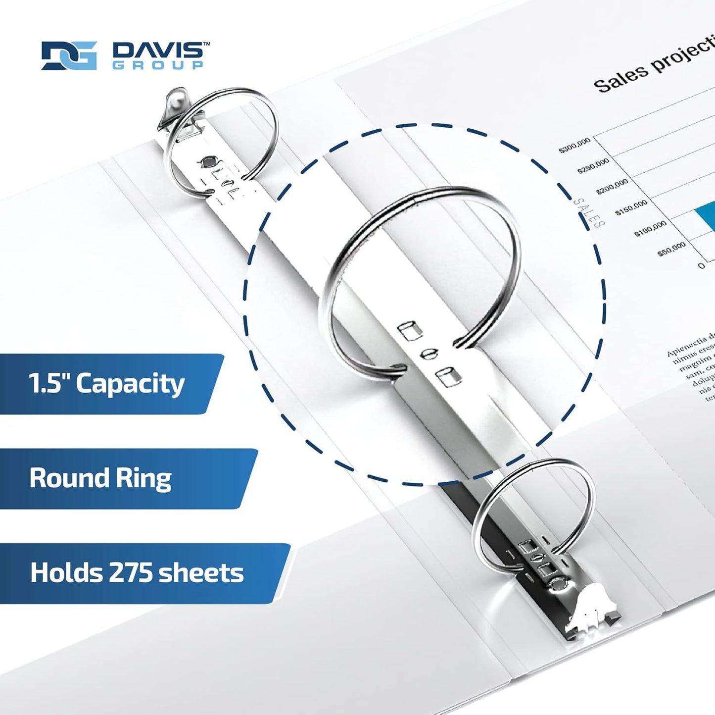 Premium Economy 6-Pack 3-Ring Binders for School or Office, Round-Ring Binders, 1.5 Inch, White