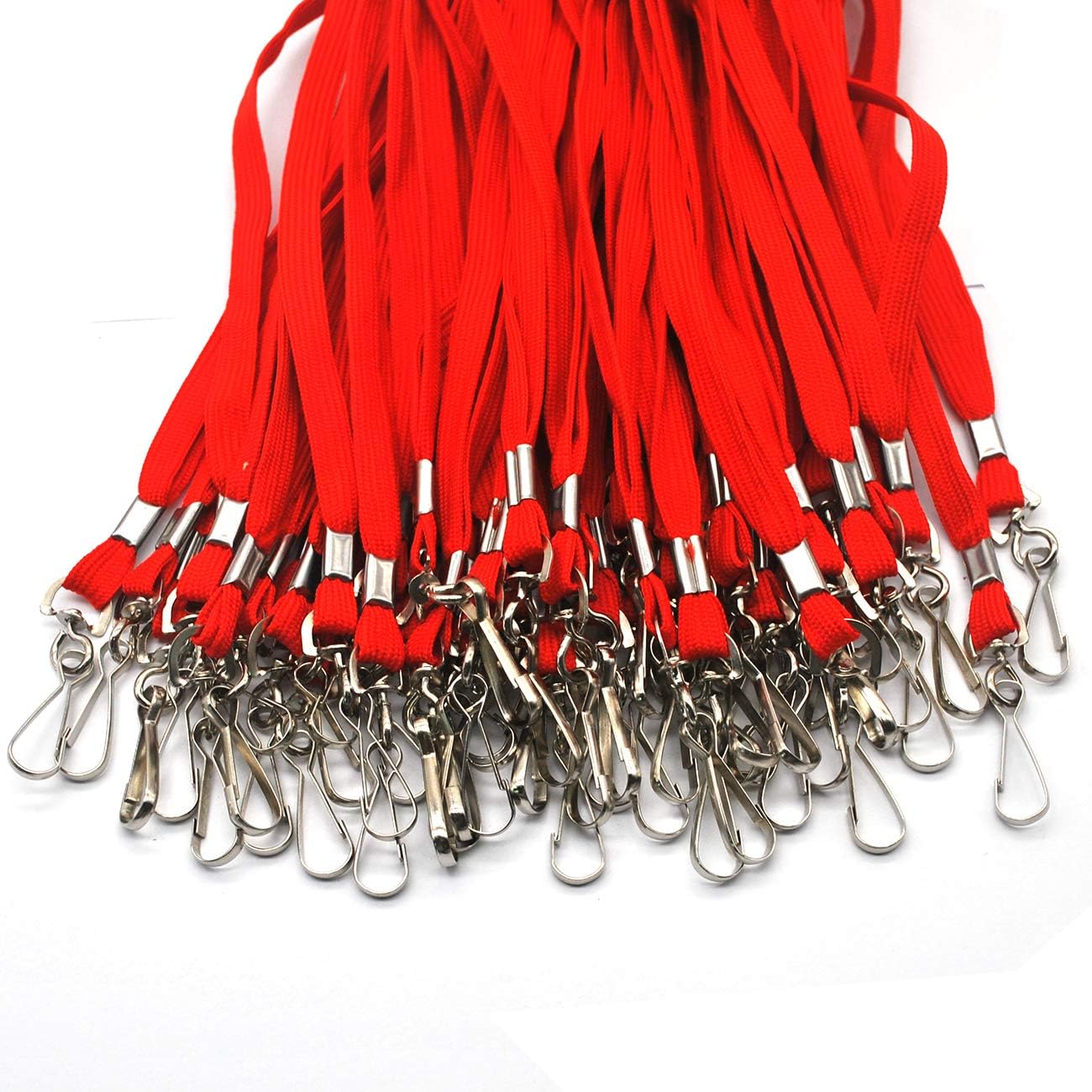 Beebel Lanyard 50PCS Lanyards with Swivel Hook clips for ID Name Badge Holder (Red)