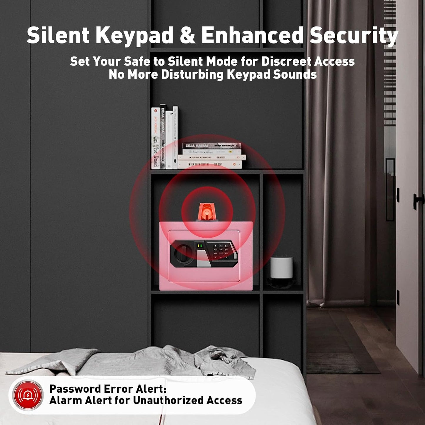 TOTOY Small Personal Safe Box 0.5 Cu Ft- Electronic Digital Security Safe Steel Construction Hidden with Key Lock, Wall or Cabinet Safety Box for Home Office Hotel Business Jewelry Gun Cash Money