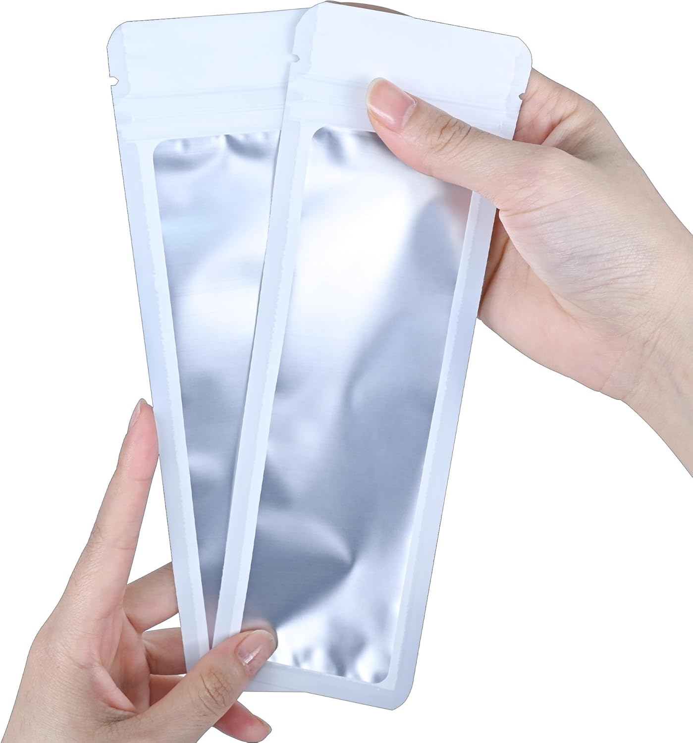 Resealable Mylar Pouch Bag Great for Office Home Party Favor Food Storage (100PCS, White Color, 2.7 x 9 inch)