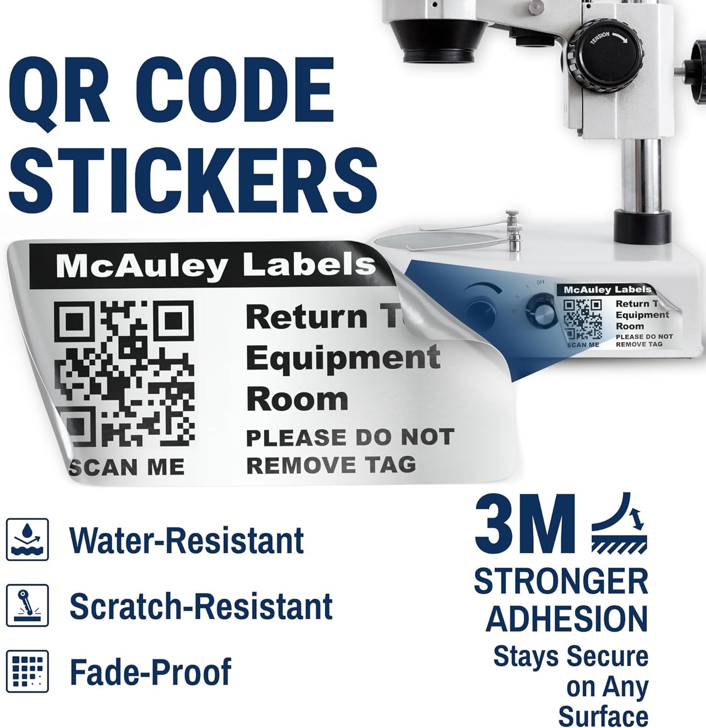 McAuley Labels Custom QR Code Stickers - Numbered, Permanent, Adhesive Asset Tags for Equipment - Heavy Duty Metalized Polyester - 1.5x0.75 Inches
