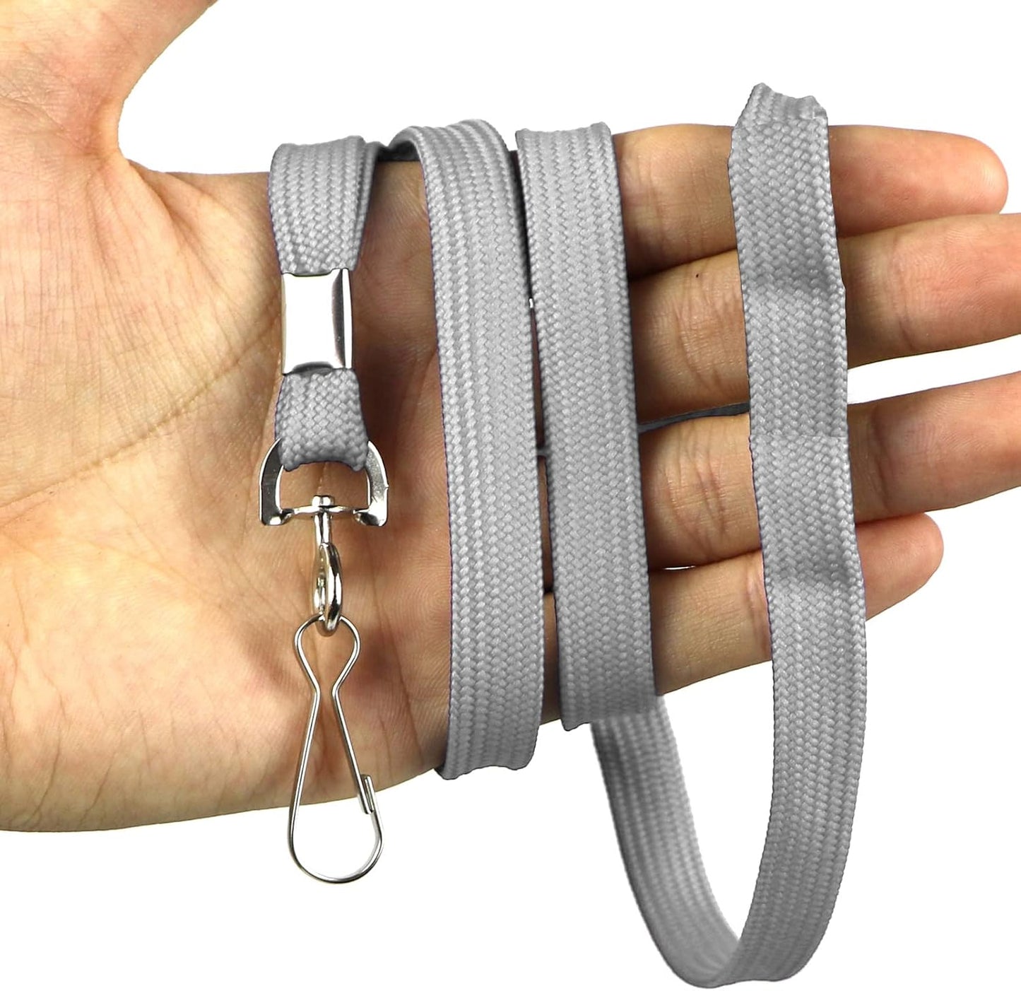 Beebel Lanyards 100 Pack Gray Lanyard with Swivel Hook Clips for ID Name Badge Holder (Gray, 100 Pack)