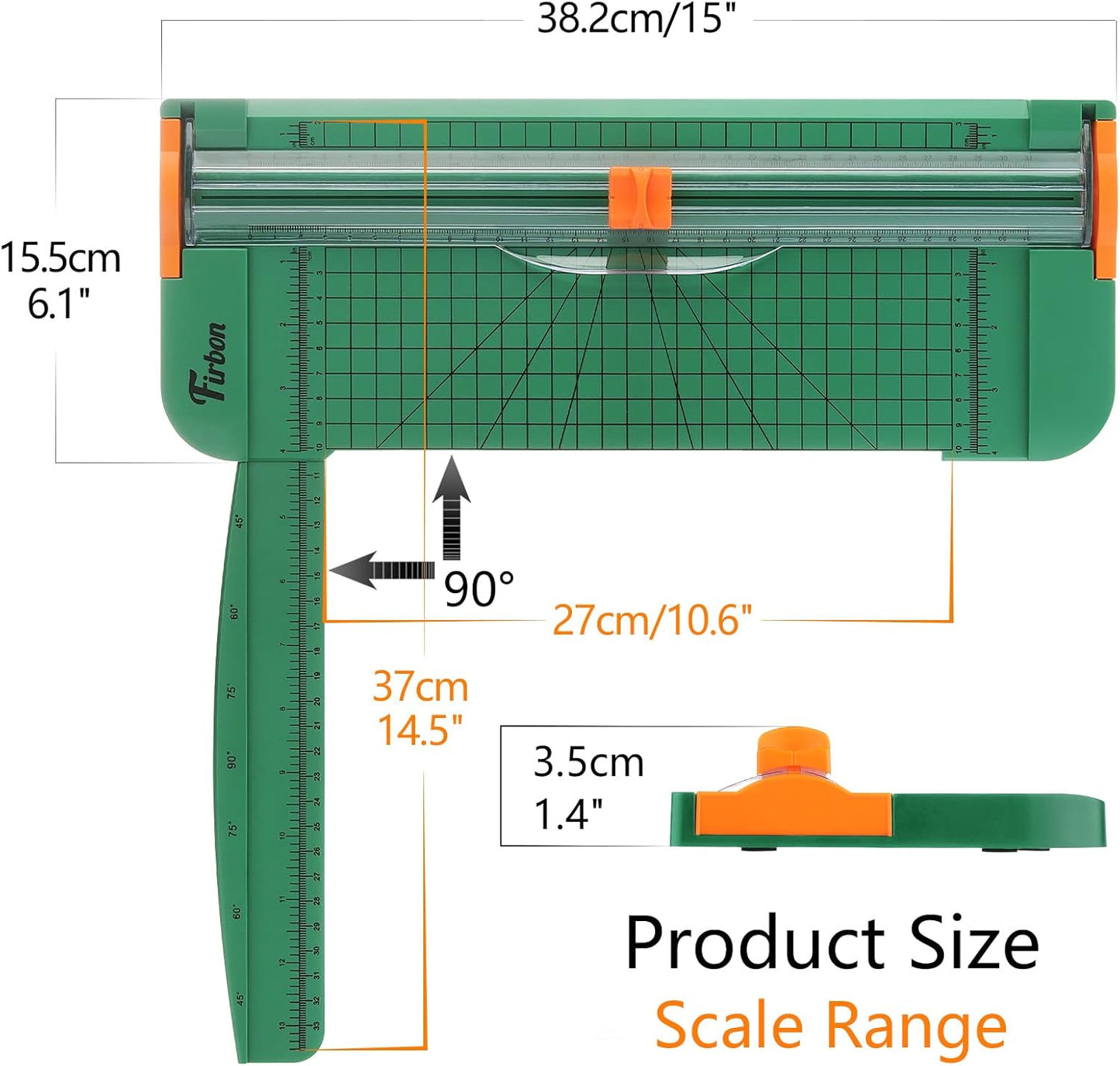 Firbon Green A4 Paper Cutter 12 Inch Titanium Straight Paper Trimmer with Side Ruler for Scrapbooking Craft, Paper, Coupon, Label, Cardstock