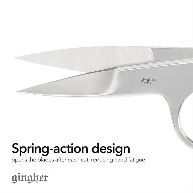 Gingher 4.5" Spring-Action Knife-Edge Thread Nippers, Stainless Steel Shears - Image 2