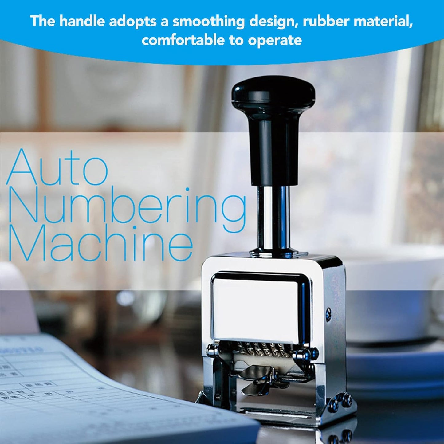 Number Stamp 8 Digit Automatic Numbering Machine, Self Inking Batch Number Stamp Multifunction DIY Scrapbooking Roller Stationery for Banking Accounting
