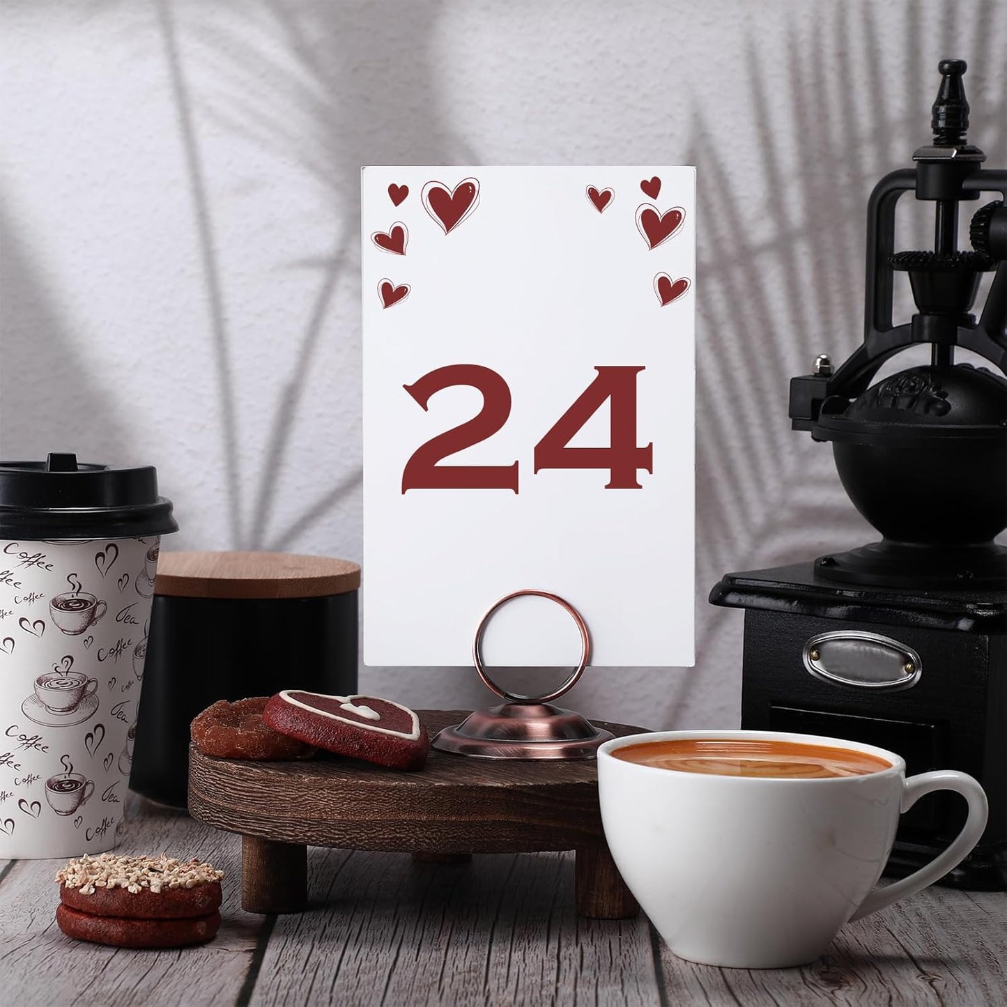 24 Pcs Table Number Holders Metal Place Card Holders Table Number Stands Tabletop Menu Sign Stands for Wedding Restaurant Recipe Banquet Birthday(Antique Copper)