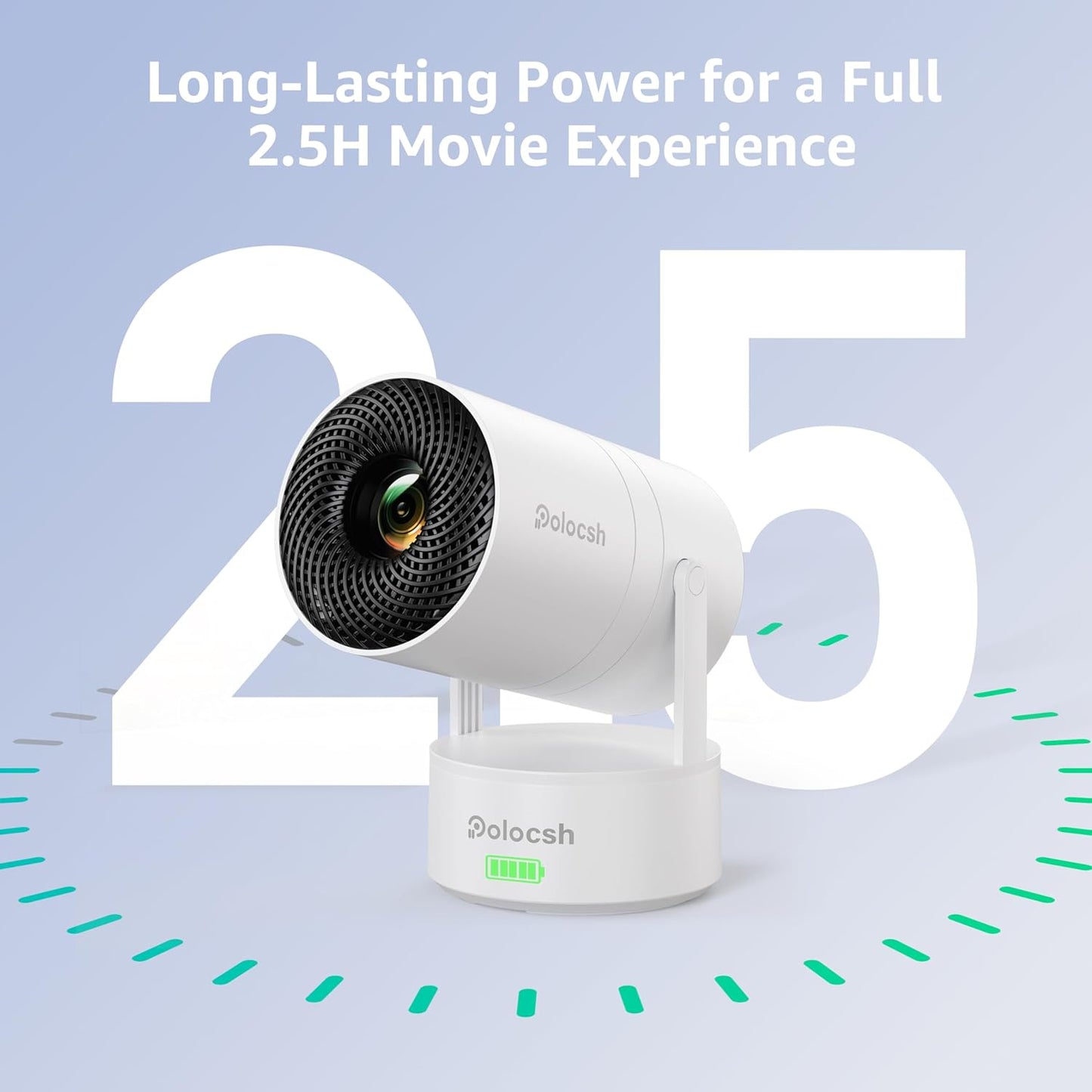 Mini Projector, Rechargeable Portable Outdoor Smart Projector with 4K Support, Auto Keystone, Android 11 Small Projector with WiFi and Bluetooth, Electric Focus Home Theater for iphone