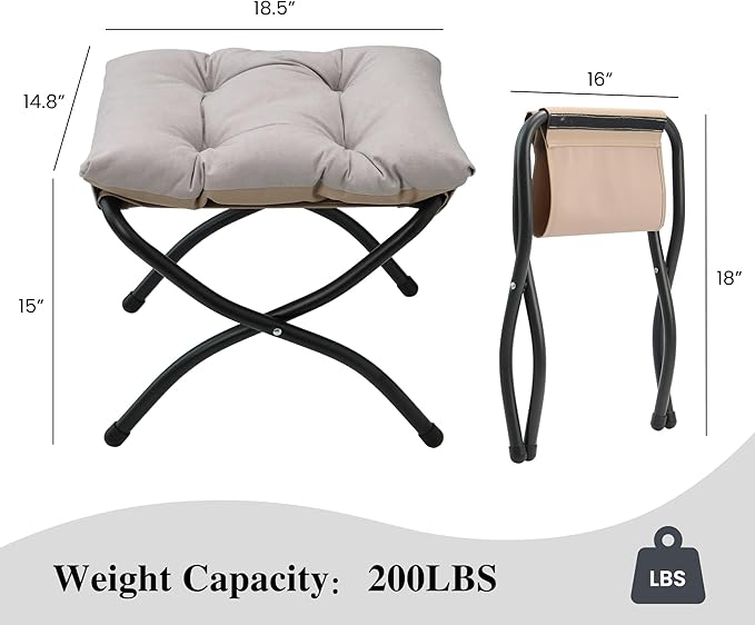 15" Folding Ottoman, Foldable Footrest Stool, Portable Small Foot Stool - Image 3