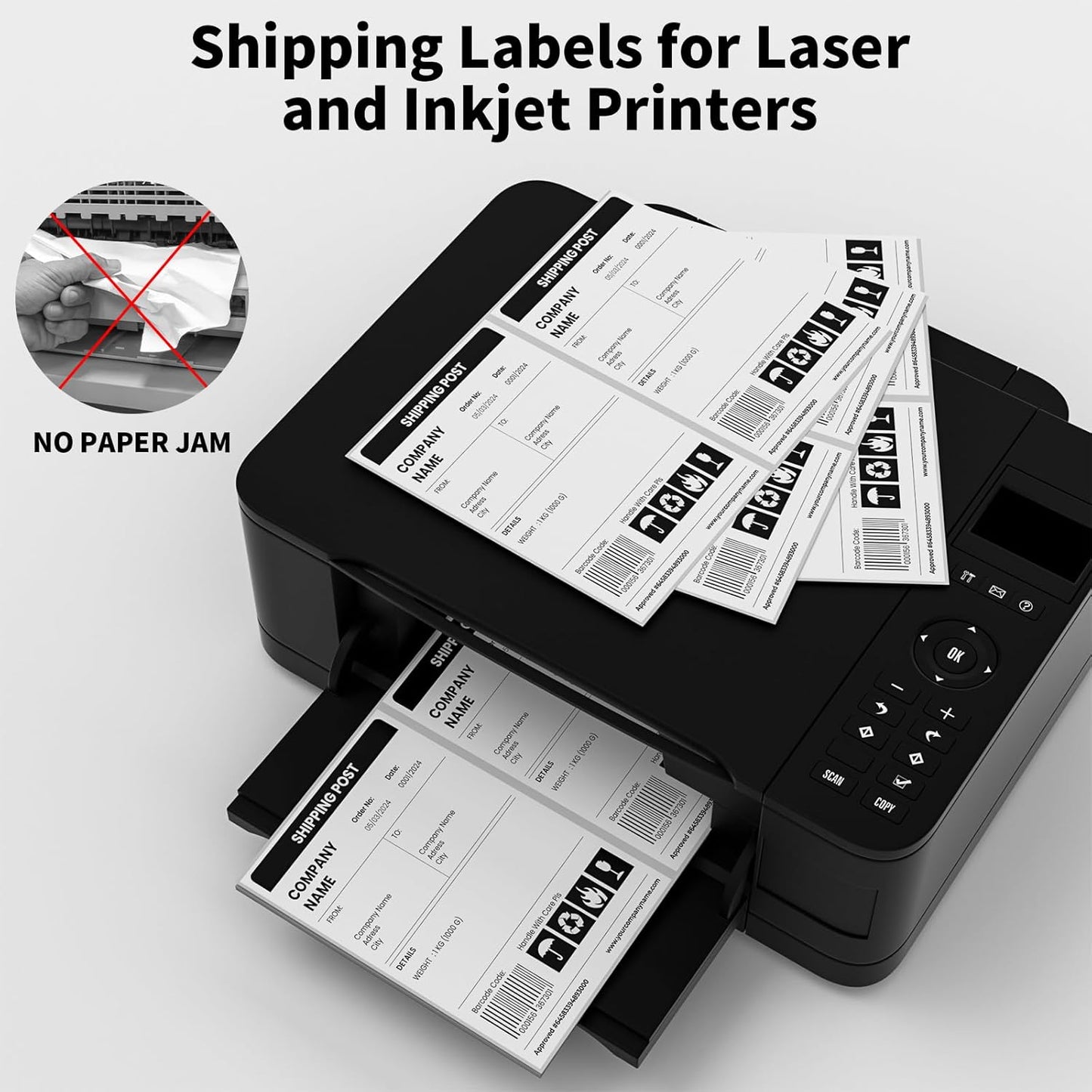Half Sheet Shipping Labels,Self Adhesive Mailing Labels for Laser & Inkjet Printers,White 8.5x5.5 Half Page Label,2000 Sheets