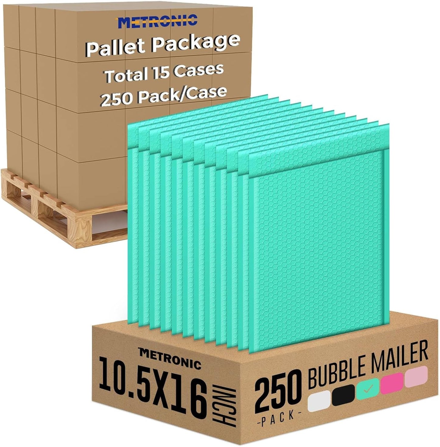 Metronic 3750 Pack Bubble Mailer 10.5x16 Inch Teal,Usable Size 10.5x15 Waterproof Padded Envelopes,Self-Seal Large Bubble Mailers Cushioning for Shipping,Jewelry Makeup Supplies, Packaging Bulk