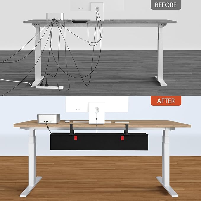 Univivi No Drill Under Desk Cable Management Tray, Clamp/Screw Mount Desk Cable - Image 7