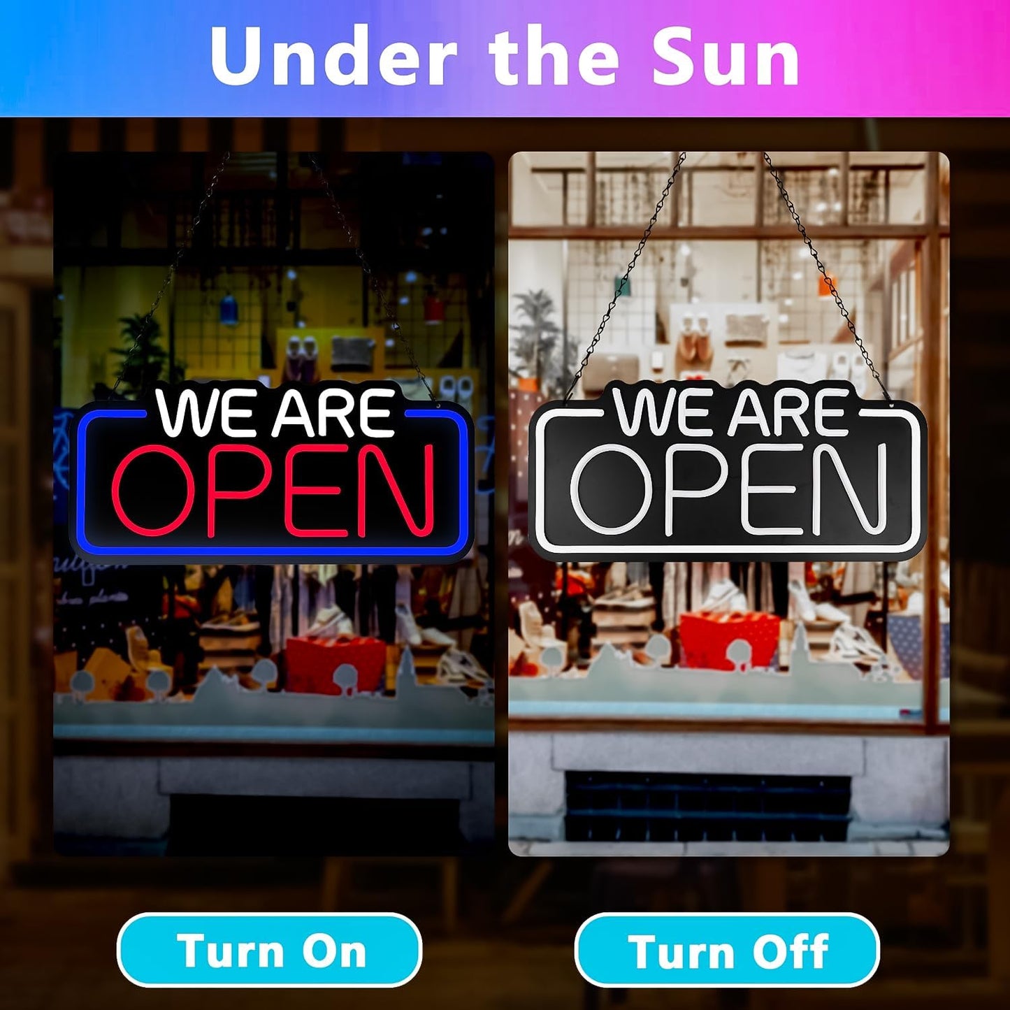 We Are Open Sign, 22" X 10" Bright Led Neon Open Sign, Adjustable Brightness and Blinking Modes, Large Open Signs for Business Bar Restaurant Hotel Storefront Window