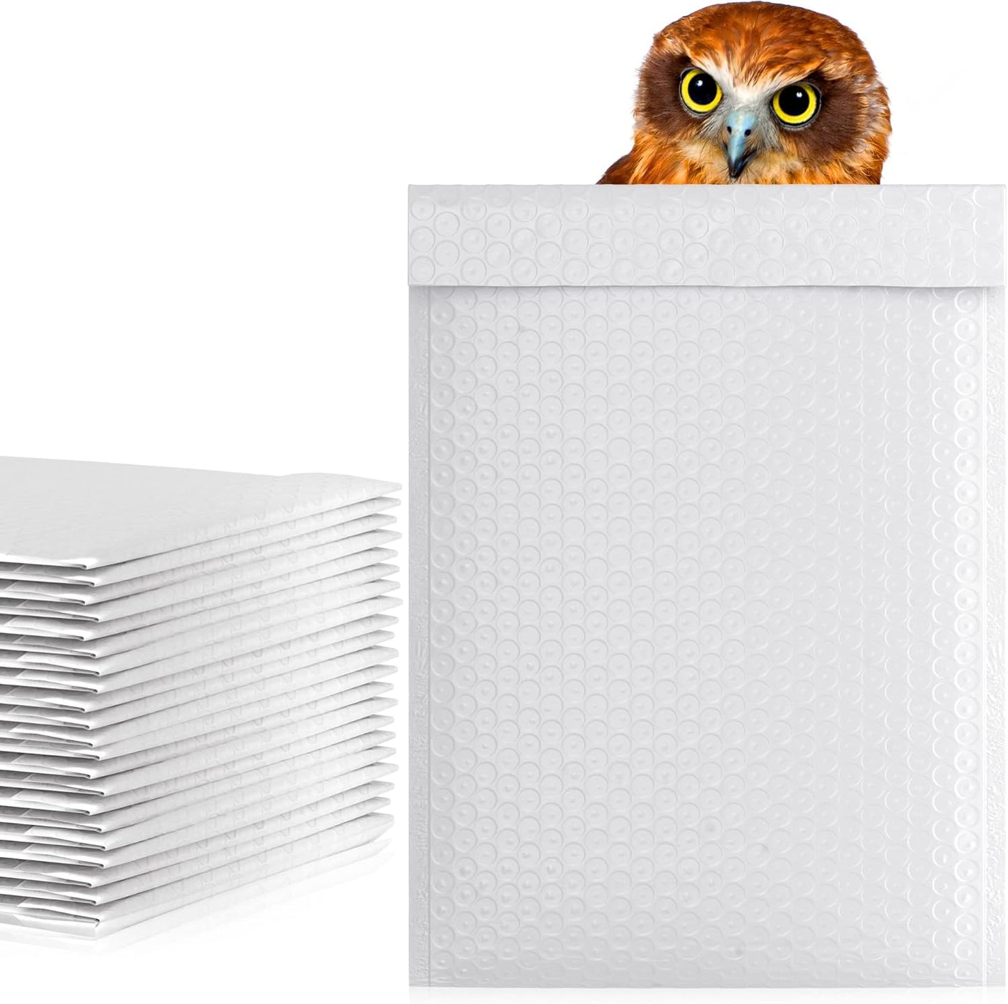 White Poly Bubble Mailers Self Seal, 9.5 x 13.5 Inch. Pack of 50 Bubble Packaging Envelopes for Shipping. Durable Padded Envelopes Waterproof. Self Seal Padded Mailers. Shipping Packages