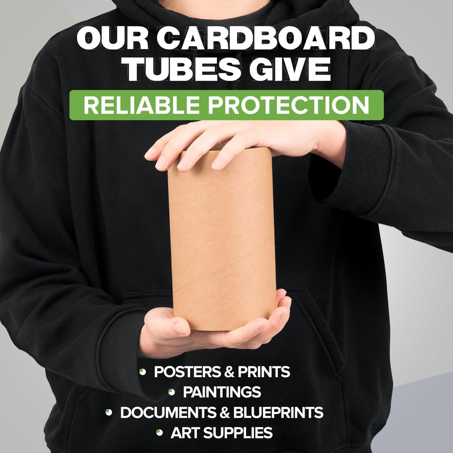 4" x 6" Reinforced Kraft Paper Mailing Tube, Pack of 1 Tube with 2 Caps – Secure USPS Approved Poster Tube – Cardboard Tube for Shipping and Storing Posters, Prints, Artwork, or Documents