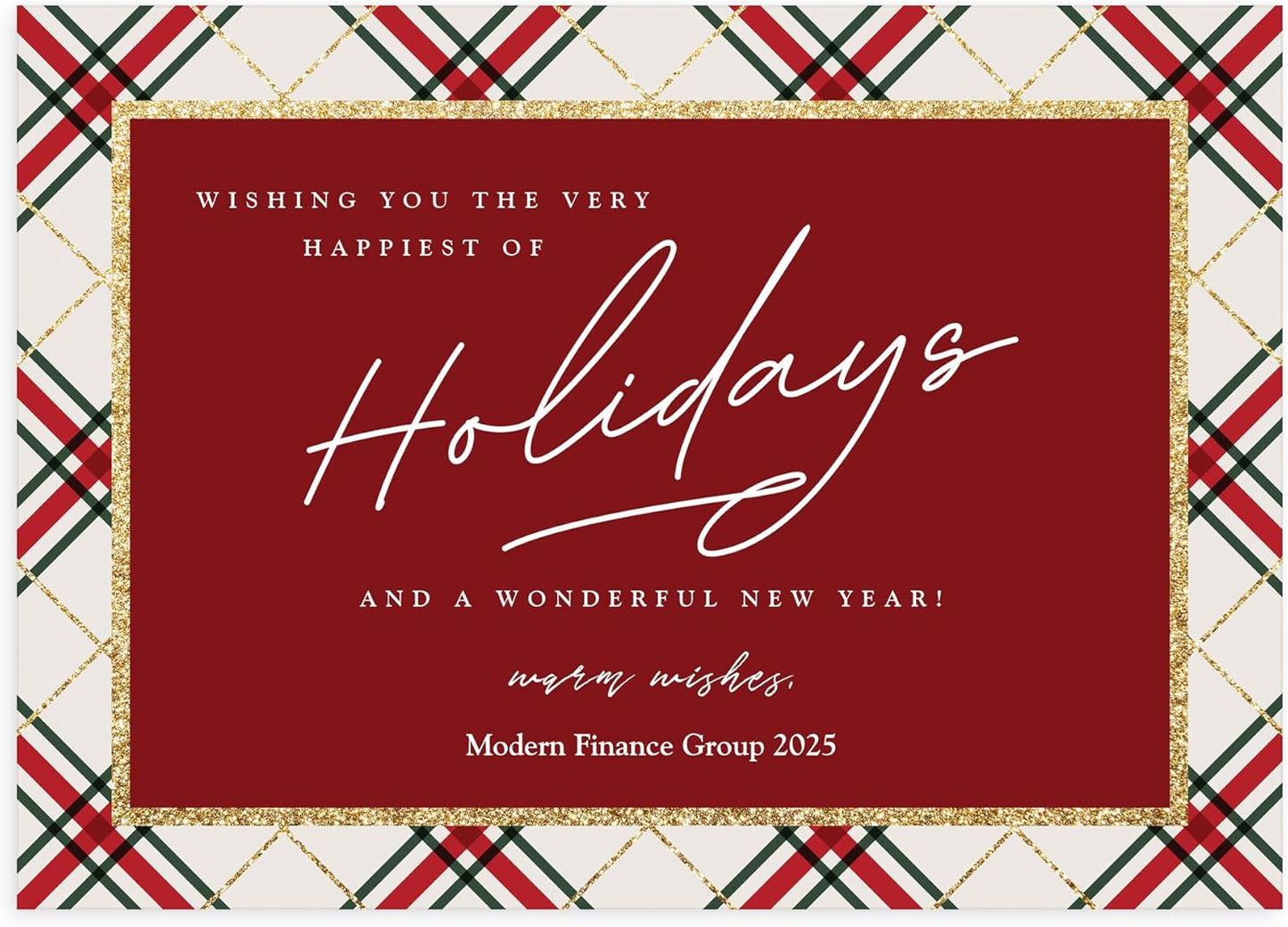 Let's Make Memories Personalized Business Christmas Cards with Envelopes - Premium Quality - 5x7-2025 Holiday Cards & White Envelopes - Rustic Tartan - 200 ct