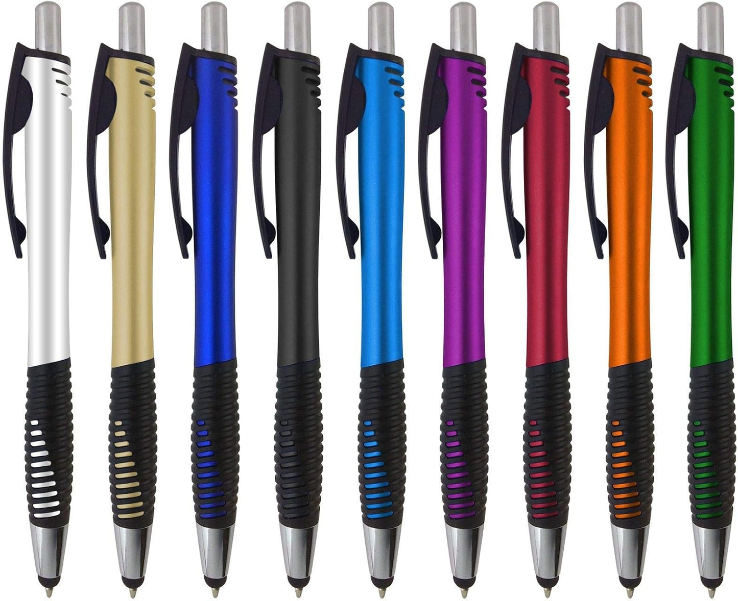 Personalized Pens with Your Custom Logo or Text-250 Pack Bulk-for Businesses, Parties, and Events, 2 in 1 Capacitive Stylus & Ballpoint Pen Compatible with Most Touchscreen Devices, Silver