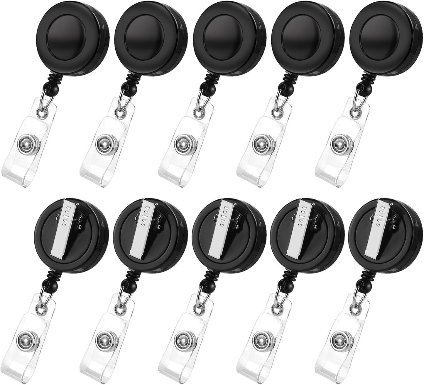 30 Pack Badge Reels Retractable with Swivel Alligator Clip Retractable Badge Holder Reel Clips for Teachers, Students, Office Workers (Black)