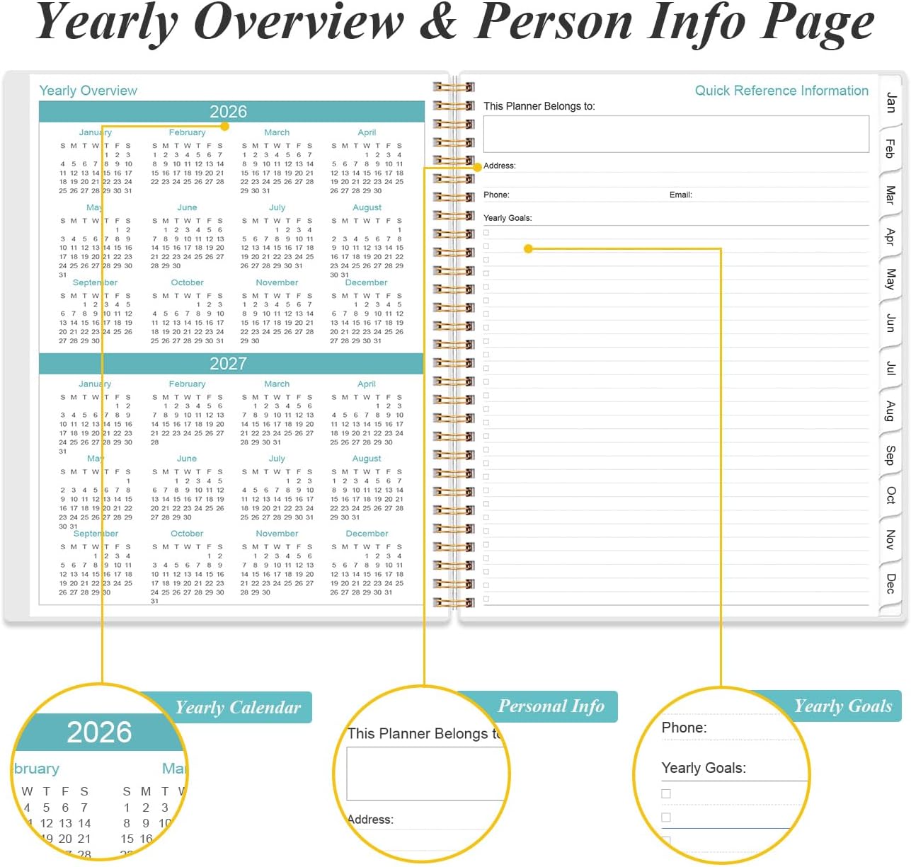 2026 Daily & Monthly Planner - One Page Per Day, Daily Planner from January 2026 - December 2026, Planner 2026 with 12 Monthly Tabs, 8.5" x 11", Rose Flower