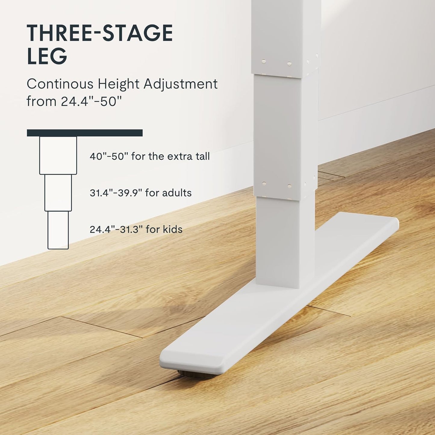 FLEXISPOT E6 MAX Rubber Wood Dual Motor 3 Stages Standing Desk 71x30 Inch Whole-Piece Board Electric Height Adjustable Stand Up Desk 150KG Load Capacity(White Frame + Rubber Wood Desktop)