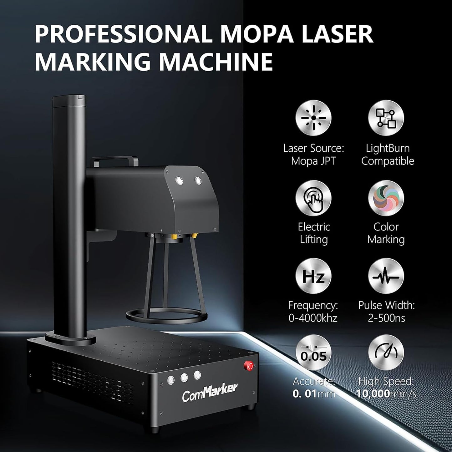 ComMarker B4 60W JPT Mopa Fiber Laser Engraving Machine,Support Lightburn Laser Engraver with 2Lens,2in1 Desktop Handheld Color Marking Machine for Stainless Steel,Tumbler
