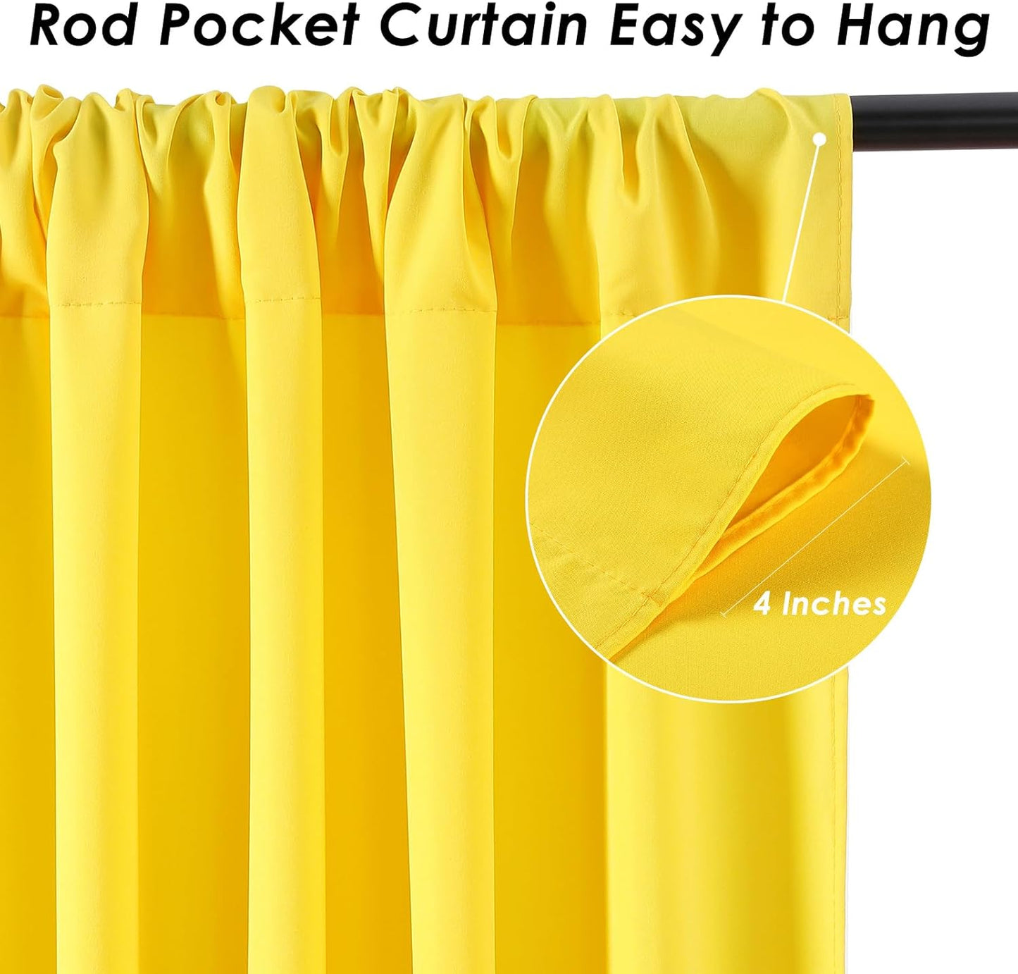 Yellow Backdrop Curtains Drapes 6 Panels 5ft x 10ft Polyester Photo Backdrop for Birthday Party Stage Window Decorations