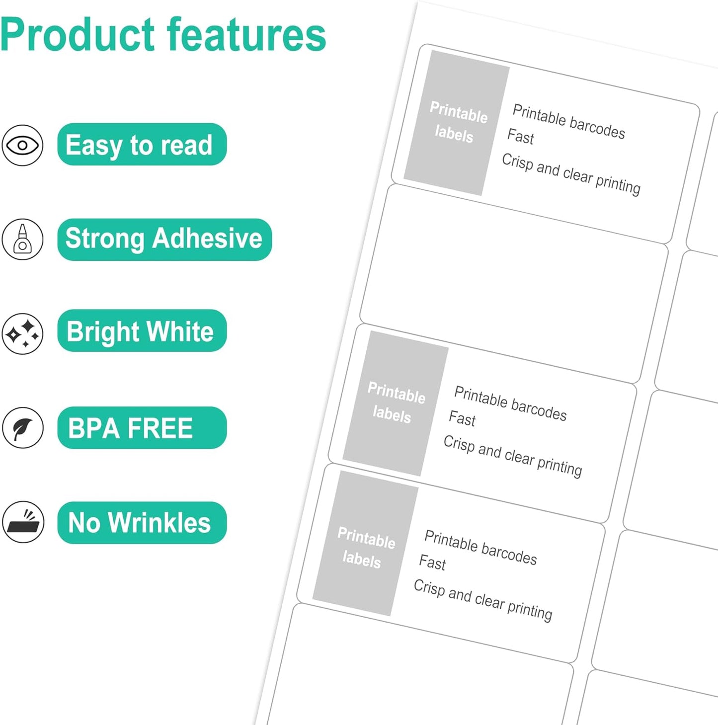 L LIKED 2" x 4" Label Stickers, Printable White 10 per Sheets Total 500 Labels, for Laser/Inkjet Printing - Matte (500 Labels)
