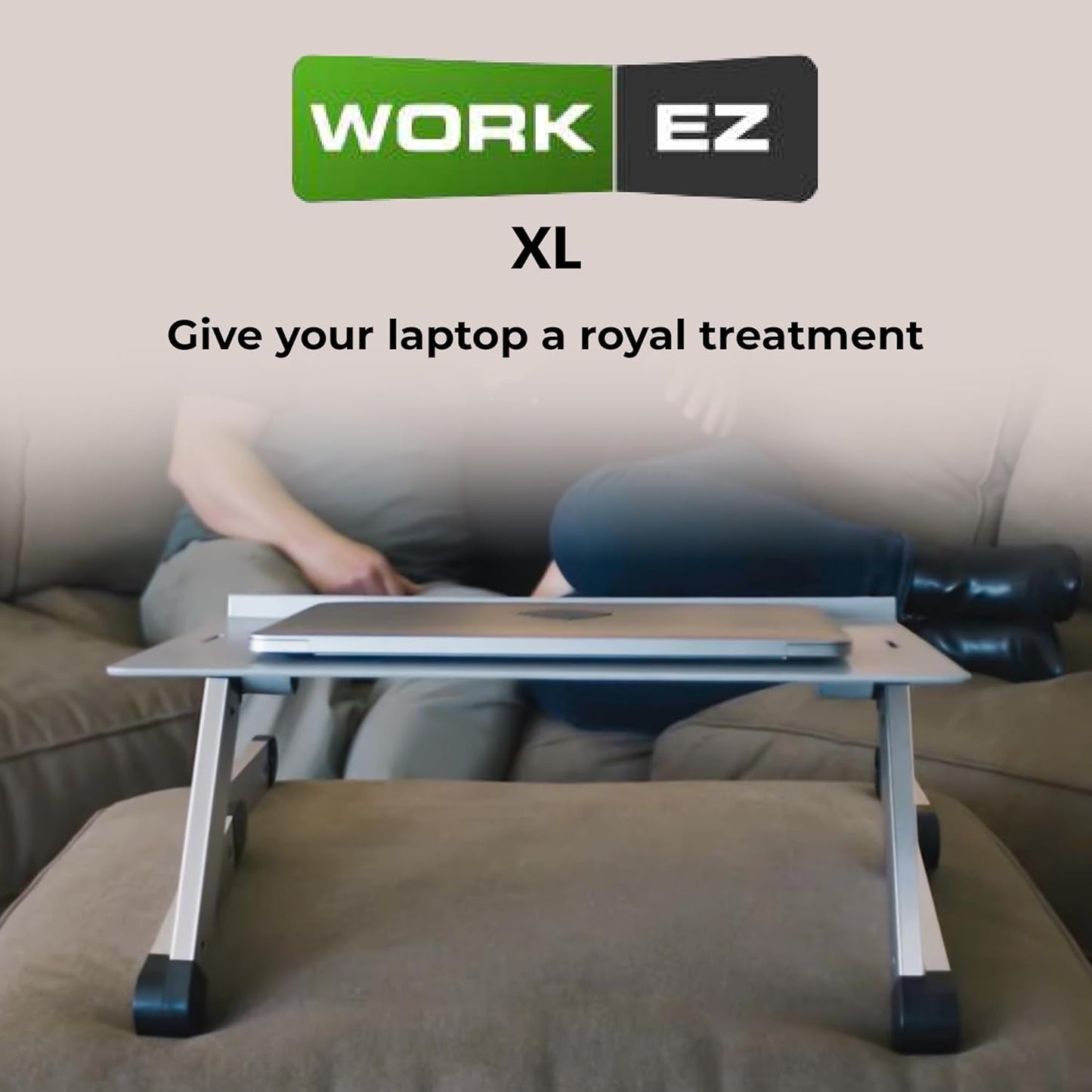 Uncaged Ergonomics Workez Adjustable Laptop Stand for Desk, Laptop Stand Adjustable Height, Foldable Aluminum Cooling Computer Holder & Riser for Desk Bed, XL-Blue