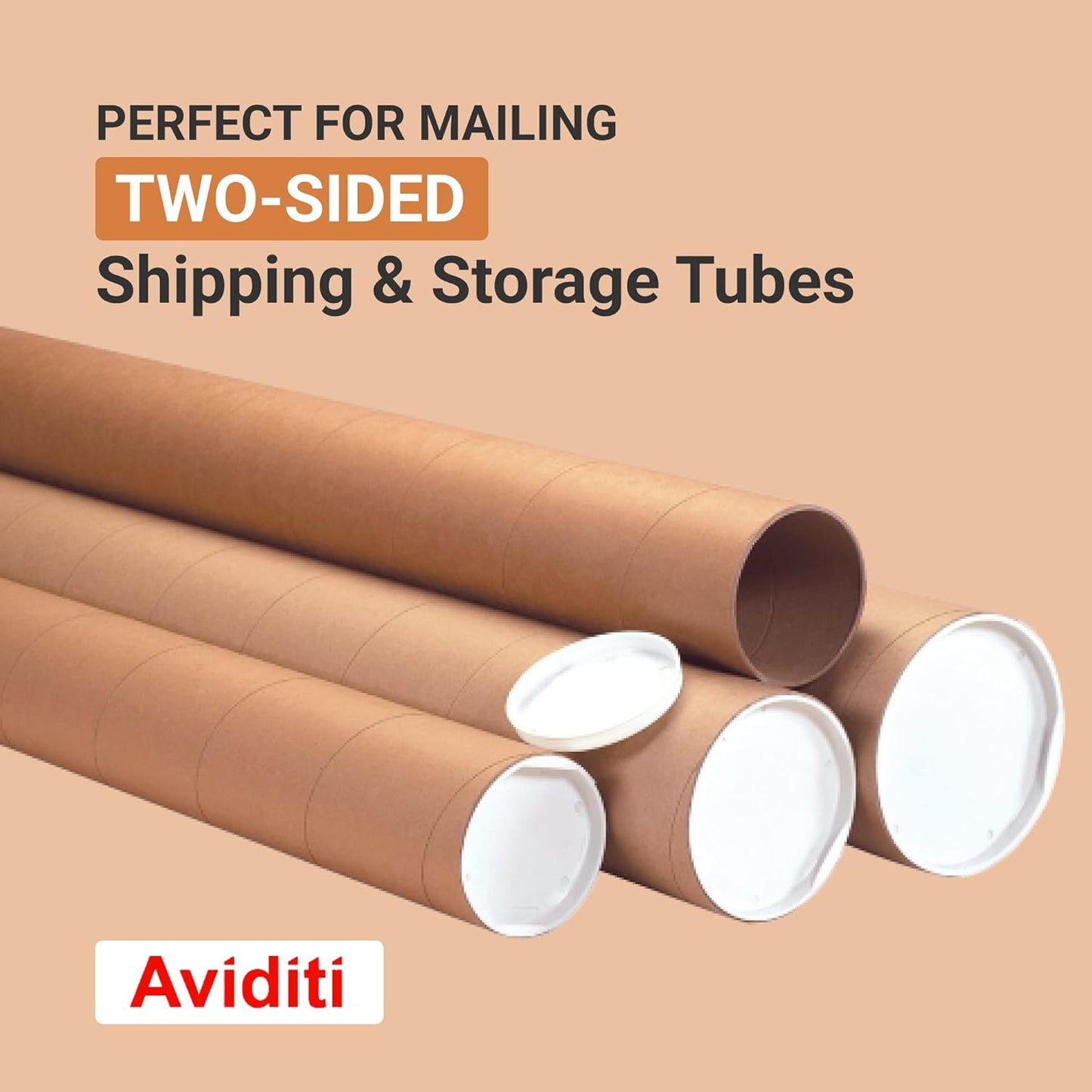 Aviditi Shipping Tubes 3" W x 18" L, 24-Pack | Cardboard Mailing Tube for Packing, Shipping and Mailing 3x18