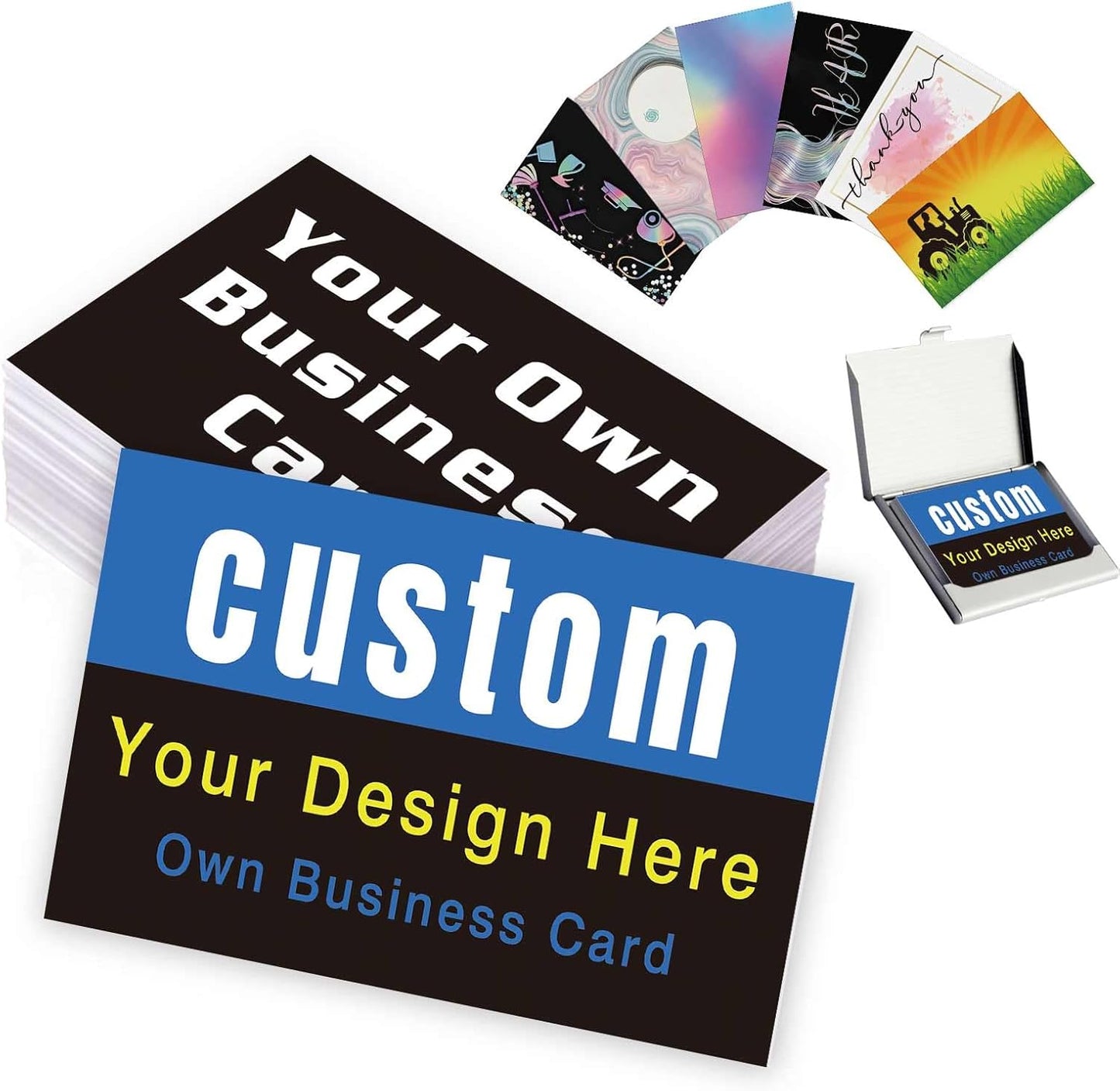 Custom Business Cards Customized with Logo Text Personalized You Own Design Business Cards 1000 500 200 100 Printable Double Sided 3.5""x 2"" Waterproof Business Cards for Small Business