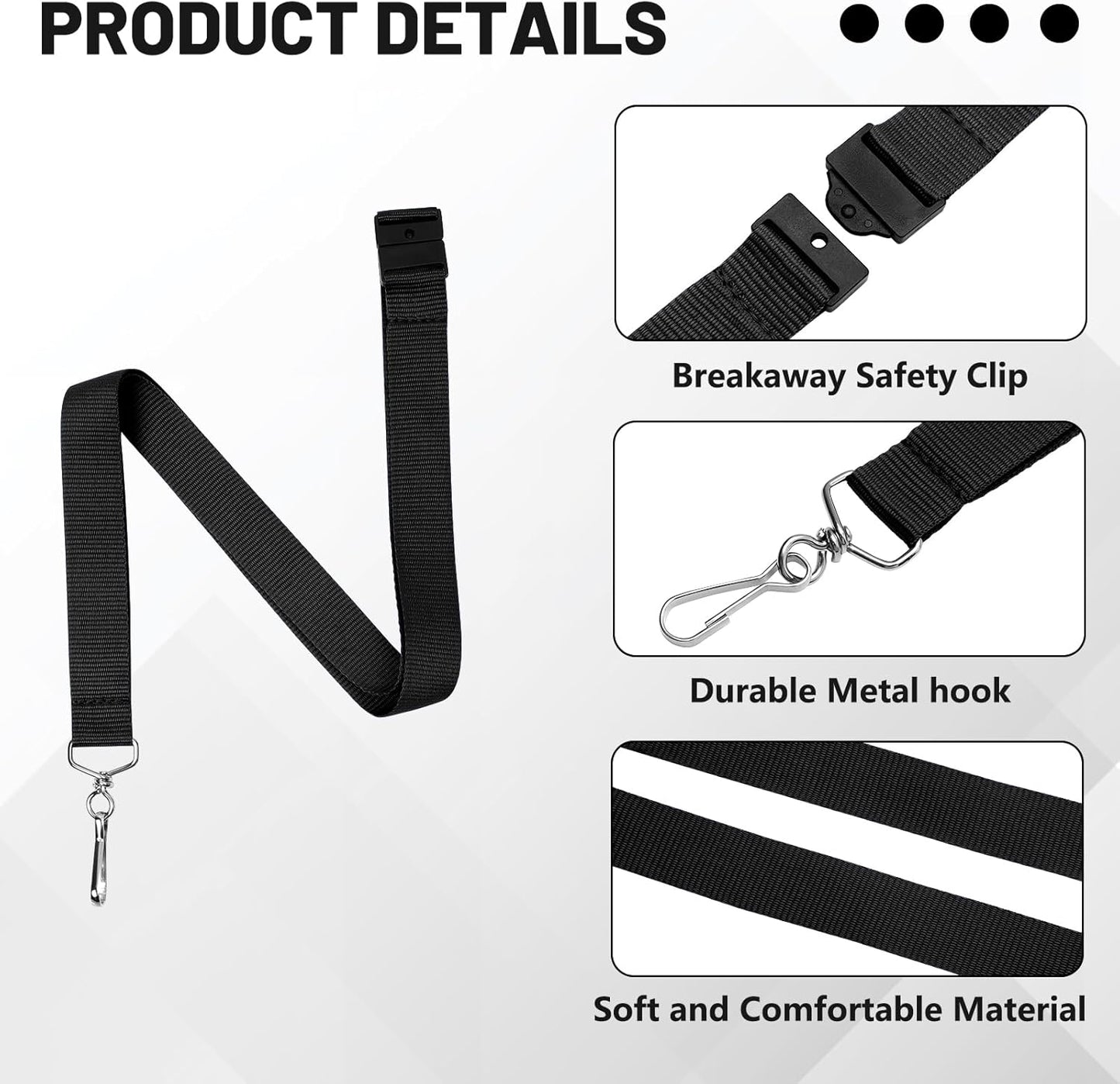 24-Pack Breakaway Lanyards, Polyester Neck Straps for ID Cards, Keys, Office, School & Events