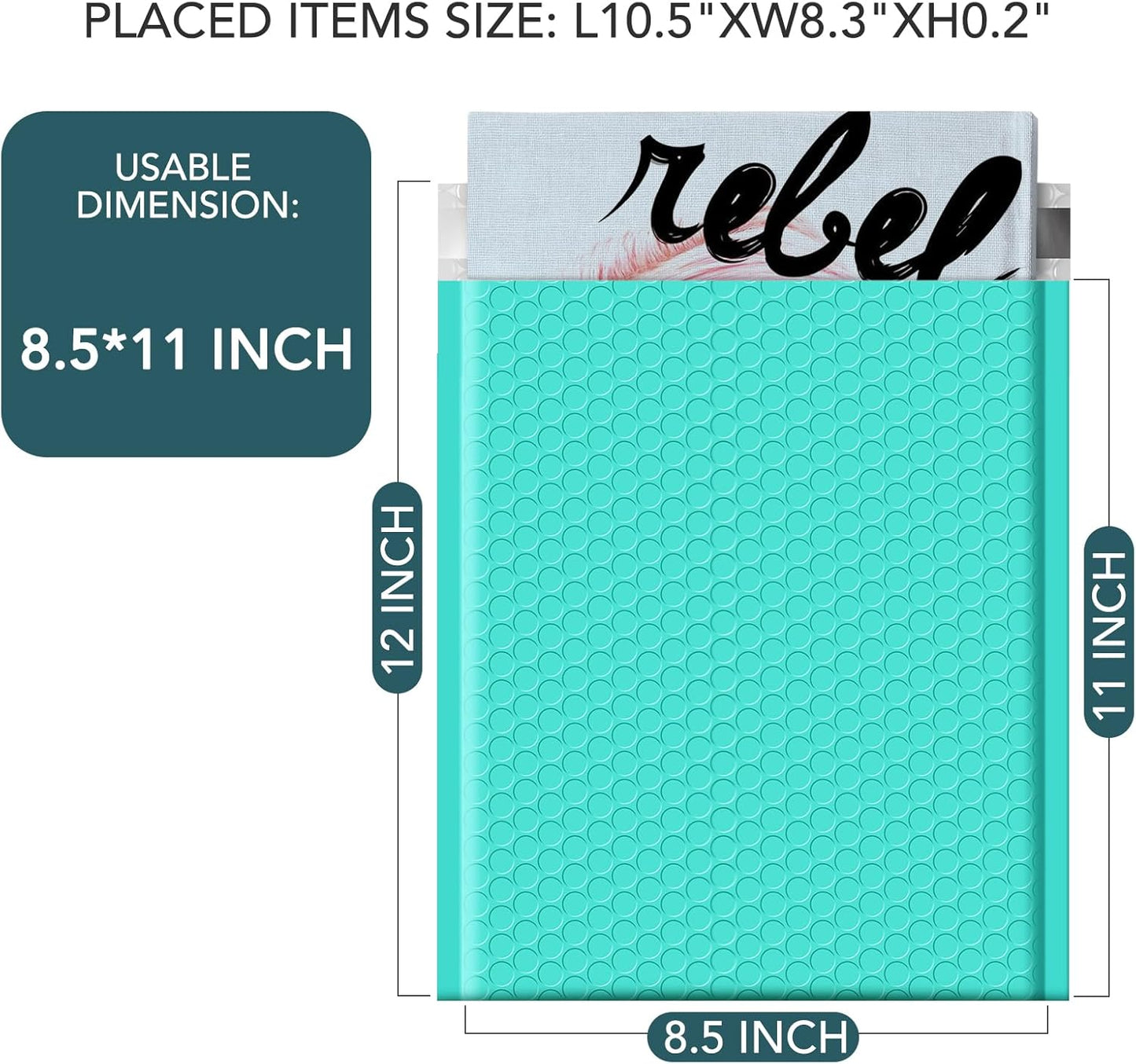 METRONIC Bubble Mailers 8.5 x 11 Inch 40 Pack Teal Waterproof Bubble Mailer Padded Envelopes Cushioning Poly for Christmas Gift, Clothes, Makeup, Books, Small Business Supplies