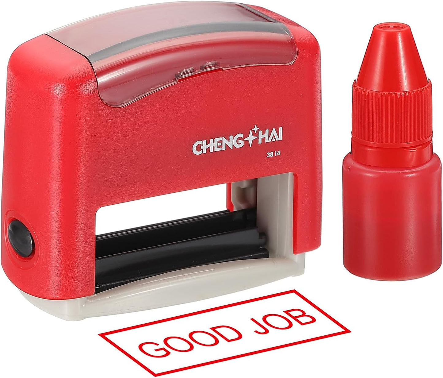 YOKIVE Good Job Self Inking Rubber Stamp, Office Ink Business Stamp for Office Documents, Paperwork, Warehouse, Label (Red)